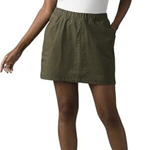 NEW Prana Cargo Olive Double Peak Pull On Elastic Waist Skirt Shorts Skort 2 NWT